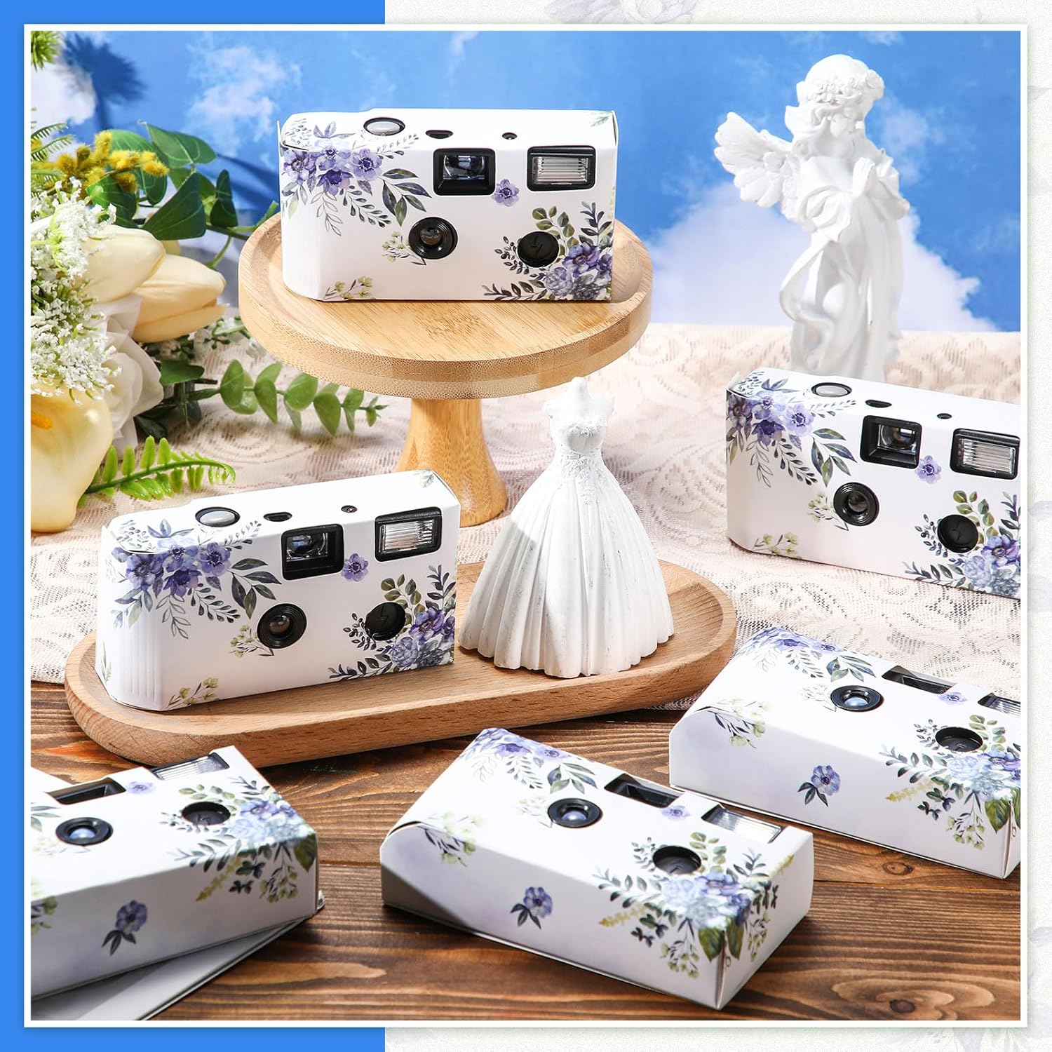 Kanayu 10 Pack Disposable Camera for Wedding Floral 35mm Single Use Film Camera with Flash One Time Use Camera for Anniversary Concert Travel Camp Party Supply Gift Honeymoon(Blue Poppy) - Image 7
